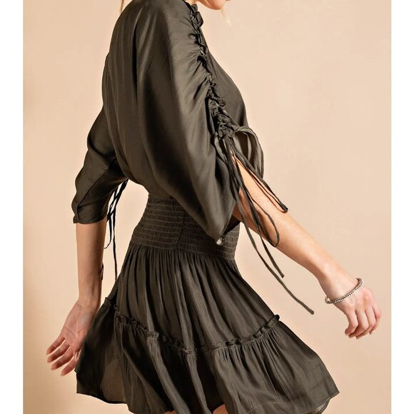 NWT Olive Smocked Waist Mini Dress - Picture 4 of 4